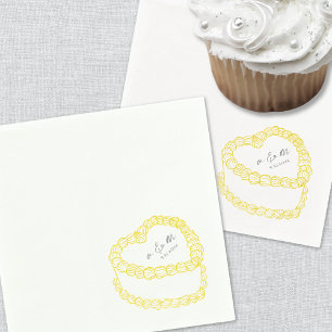 Met de Hand Getekende Gele Vintage Cake Whimsische Servet