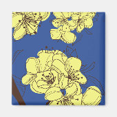 Met de hand getekende gele wilde bloemen op blauw magneet (Voorkant)