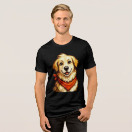 Met de Hand Getekende Gelukkige Gouden Hond T-Shir Tri-Blend Shirt