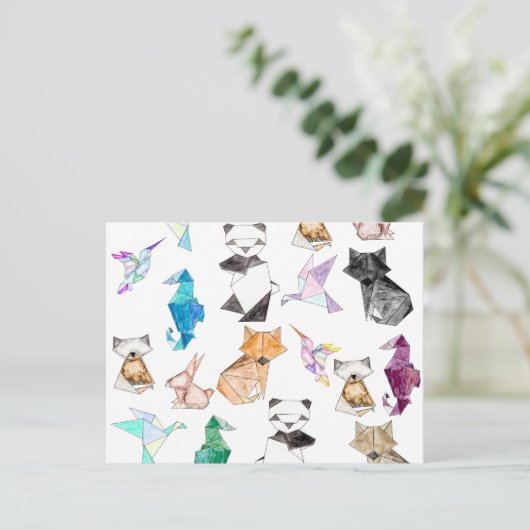 Met de hand getekende Geometrische Papierorigamidi Briefkaart (Staand voorkant)