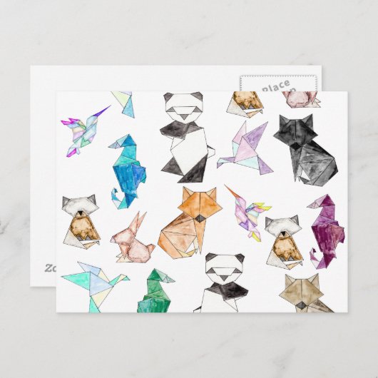 Met de hand getekende Geometrische Papierorigamidi Briefkaart (Voorkant / Achterkant)