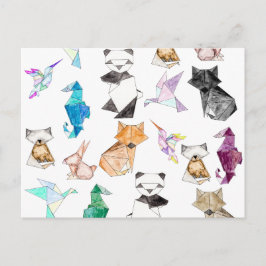 Met de hand getekende Geometrische Papierorigamidi Briefkaart