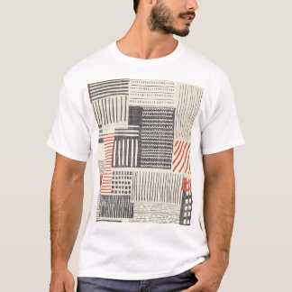 Met de hand getekende geometrische strepen, naadlo t-shirt