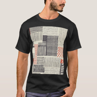 Met de hand getekende geometrische strepen, naadlo t-shirt
