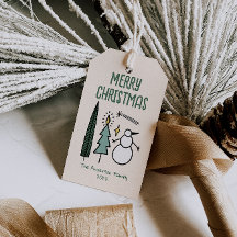 Met de hand getekende geschilderde groene kerstbom