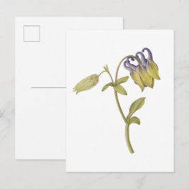 Met de hand getekende gewone akelei bloem briefkaart