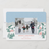 Met de hand getekende gezellige kerstdorp foto ker feestdagenkaart (Voorkant)