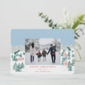 Met de hand getekende gezellige kerstdorp foto ker feestdagenkaart (Staand voorkant)