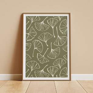 Met de hand getekende Ginkgo Japanse Groene Japand Poster