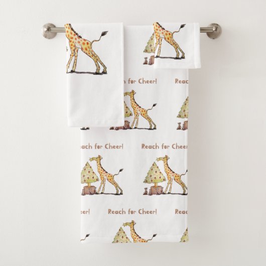 Met de Hand Getekende Giraffe Kerstboom Kunst Bad Handdoek (Insitu)