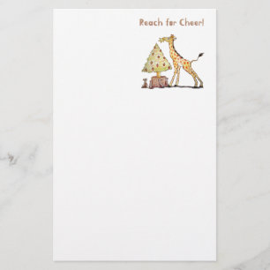 Met de hand getekende giraffe kerstboom kunst briefpapier