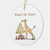 Met de hand getekende giraffe kerstboom kunst keramisch ornament (Links)