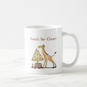 Met de hand getekende giraffe kerstboom kunst koffiemok