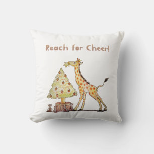 Met de Hand Getekende Giraffe Kerstboom Kunst Kussen