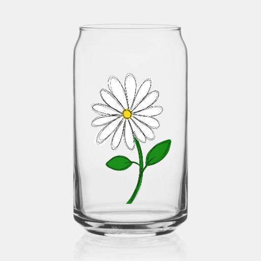 Met de Hand Getekende Glas Can met Madeliefjes Blo (Voorkant)