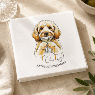Met de hand getekende Golden Doodle Dirty Martini Servet