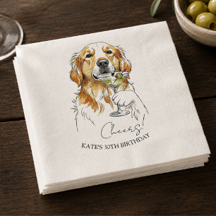 Met de hand getekende Golden Retriever Dirty Marti Servet