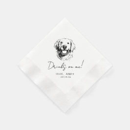 Met de hand getekende golden retriever Drinkt op m Servet