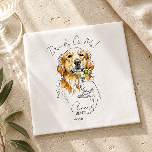 Met de hand getekende Golden Retriever Martini Ope Servet