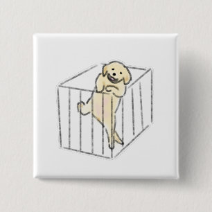 Met de hand getekende Golden Retriever Puppy in Be Vierkante Button 5,1 Cm