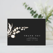 Met de hand getekende gouden wilde bloemen Elegant Bedankkaart (Staand voorkant)