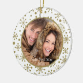 Met de hand getekende goudsneeuwvlokken, twee foto keramisch ornament (Links)