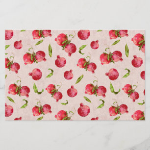 Met de hand getekende granaatappel botanische illu briefpapier