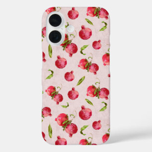 Met de hand getekende granaatappel botanische illu iPhone 16 hoesje