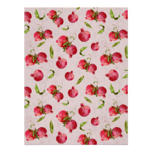 Met de hand getekende granaatappel botanische illu perfect poster