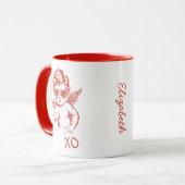 Met de hand getekende grappige romantische Cupido Mok (Voorkant links)