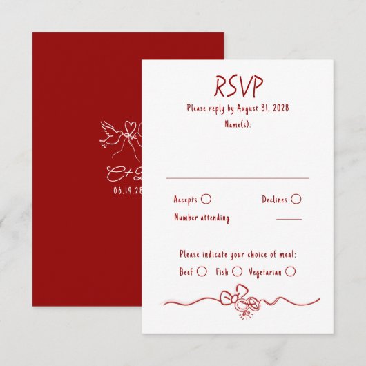 Met de Hand Getekende Grappige Trouw RSVP Kaart (Voorkant / Achterkant)
