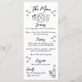 Met de Hand Getekende Grappige Whimsical Bruiloft Menu (Voorkant)