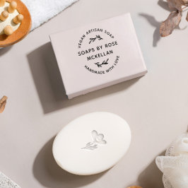 Met de hand getekende groen met liefde gemaakt rubberstempel
