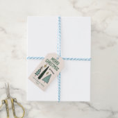 Met de hand getekende groene abstracte kerstbomen cadeaulabel (Met Touw)