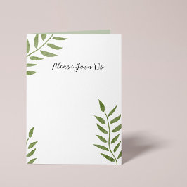 Met de hand getekende groene artistieke blad tak kaart