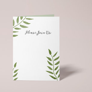 Met de hand getekende groene artistieke blad tak kaart