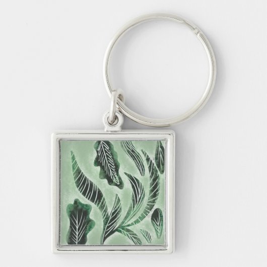 Met de Hand Getekende Groene Botanische Specialist Sleutelhanger (Voorkant)