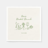 Met de Hand Getekende Groene Bruids Brunch Servet (Voorkant)