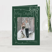 Met de hand getekende groene fantasievolle vrolijk feestdagen kaart (Voorkant)