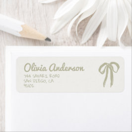 Met de Hand Getekende Groene Gingham Strik Baby Bo Etiket
