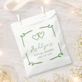 Met de Hand Getekende Groene Hart Trouwfeest Favor Bedankzakje (Geknipt)