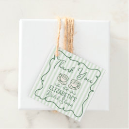 Met de hand getekende groene Matcha Bruiloft Bedan Bedankjes Labels
