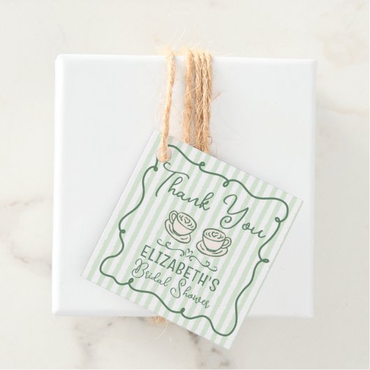 Met de hand getekende groene Matcha Bruiloft Bedan Bedankjes Labels (In situ)