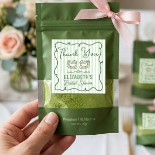 Met de hand getekende groene Matcha Bruiloft Bedan Vierkante Sticker