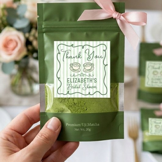 Met de hand getekende groene Matcha Bruiloft Bedan Vierkante Sticker