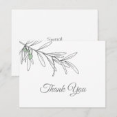 Met de hand getekende groene olijven bladeren bedankkaart (Voorkant / Achterkant)