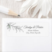 Met de hand getekende groene olijven bladeren etiket (Insitu)