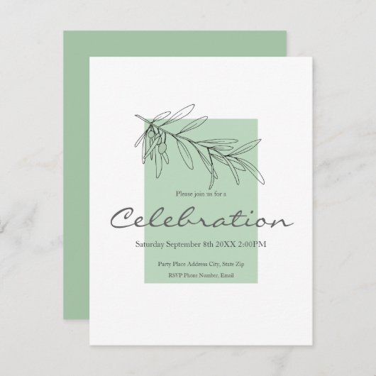 Met de hand getekende groene olijven bladeren kaart (Voorkant / Achterkant)