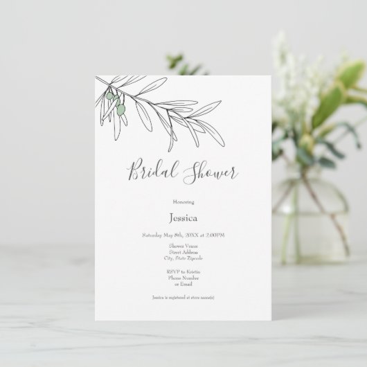 Met de hand getekende groene olijven bladeren kaart (Staand voorkant)