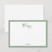 Met de hand getekende groene olijven bladeren notitiekaartje (Voorkant / Achterkant)